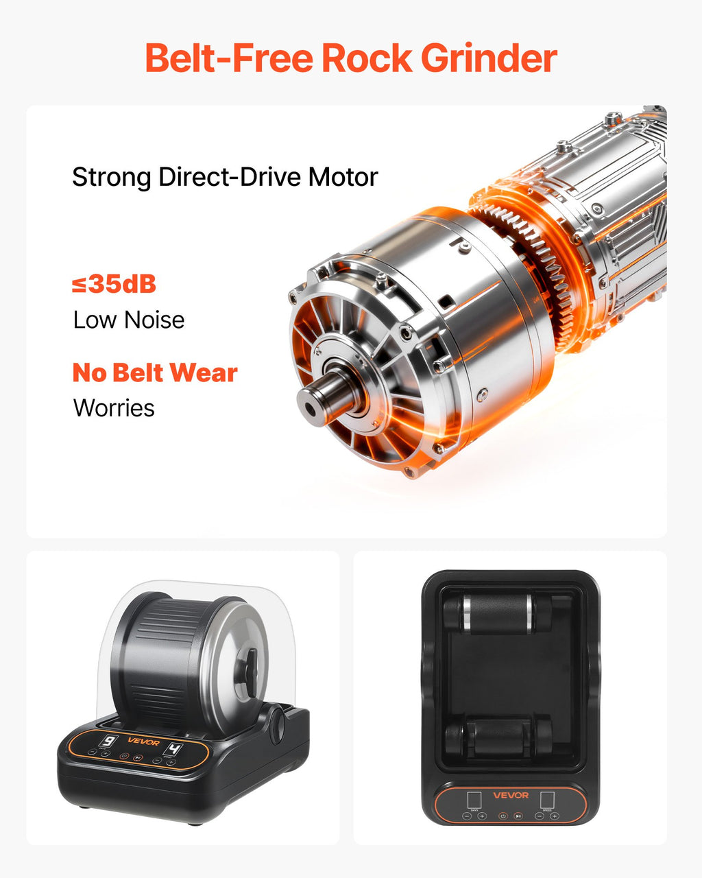 Rock Tumbler, 3 Lb Rock Polishing Machine, Rocks Tumbling Kit With 4-Speed Adjustment, 1–9 Day Timer, PC Sound Reduction Cover & TPU Drum, Direct Drive Motor Rocks Polishing, Quiet Operation