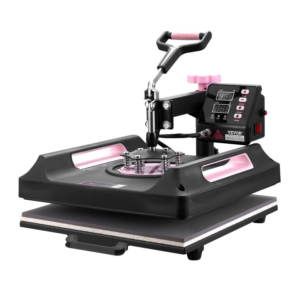 Heat Press Machine, 15 X 15 Inch, 5 In 1 Heat Transfer Machine With 30 Oz Tumbler Press, 360° Swing Away Digital T-Shirt Pressing Machine, Teflon Coating, For T-Shirts/Mugs/Hats/Plates, Black
