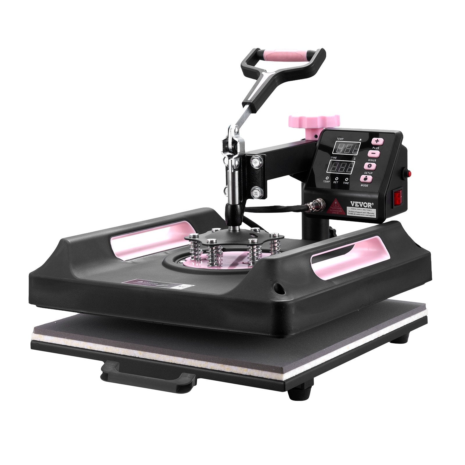 Heat Press Machine, 15 X 15 Inch, 5 In 1 Heat Transfer Machine With 30 Oz Tumbler Press, 360° Swing Away Digital T-Shirt Pressing Machine, Teflon Coating, For T-Shirts/Mugs/Hats/Plates, Black