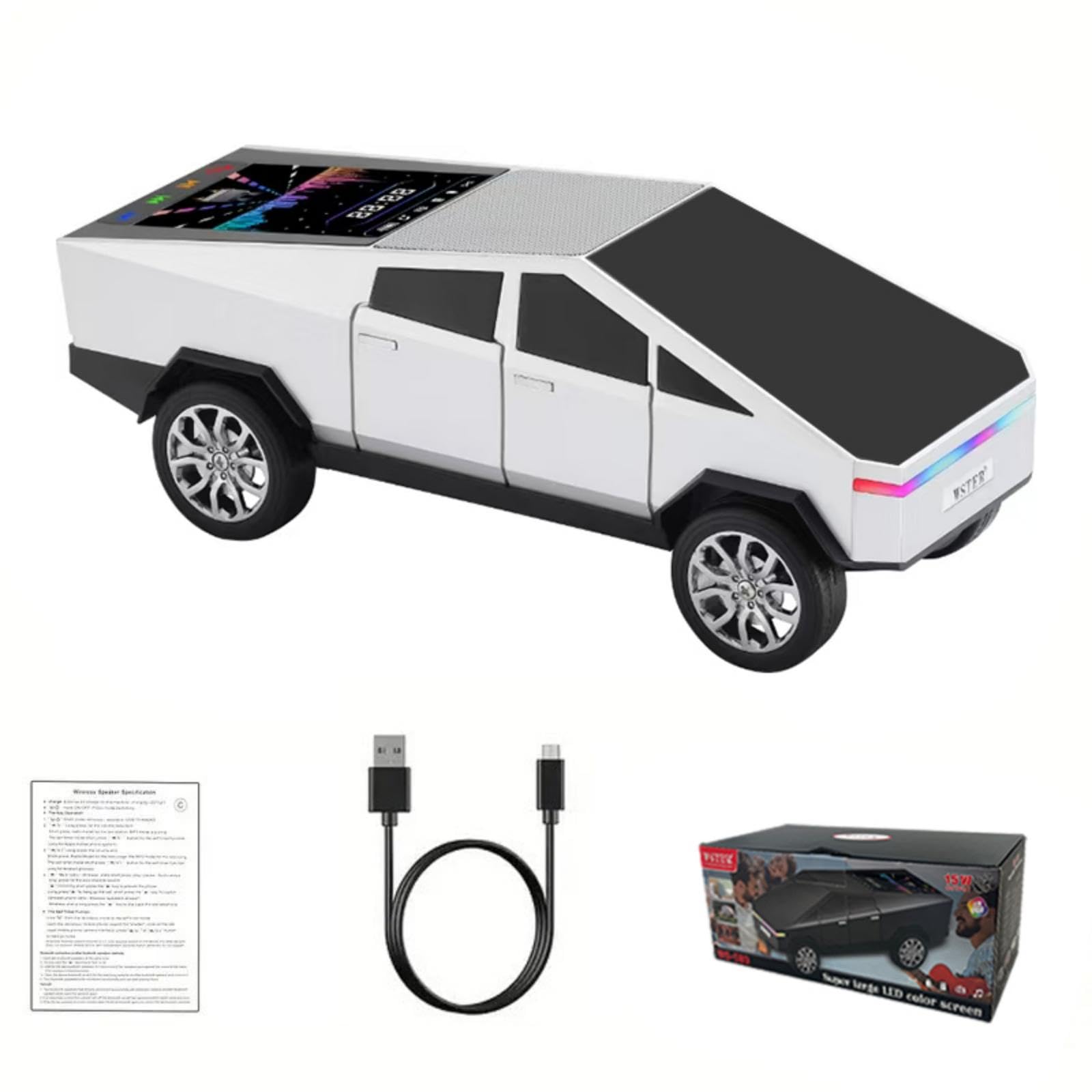 WS-580 Bluetooth Pickup Truck Portable Speaker With Display, High-definition Sound, TWS Pairing, FM Radio, Built-in Microphone For Hands-free Calls, A Surprising Gift For Car Enthusiasts