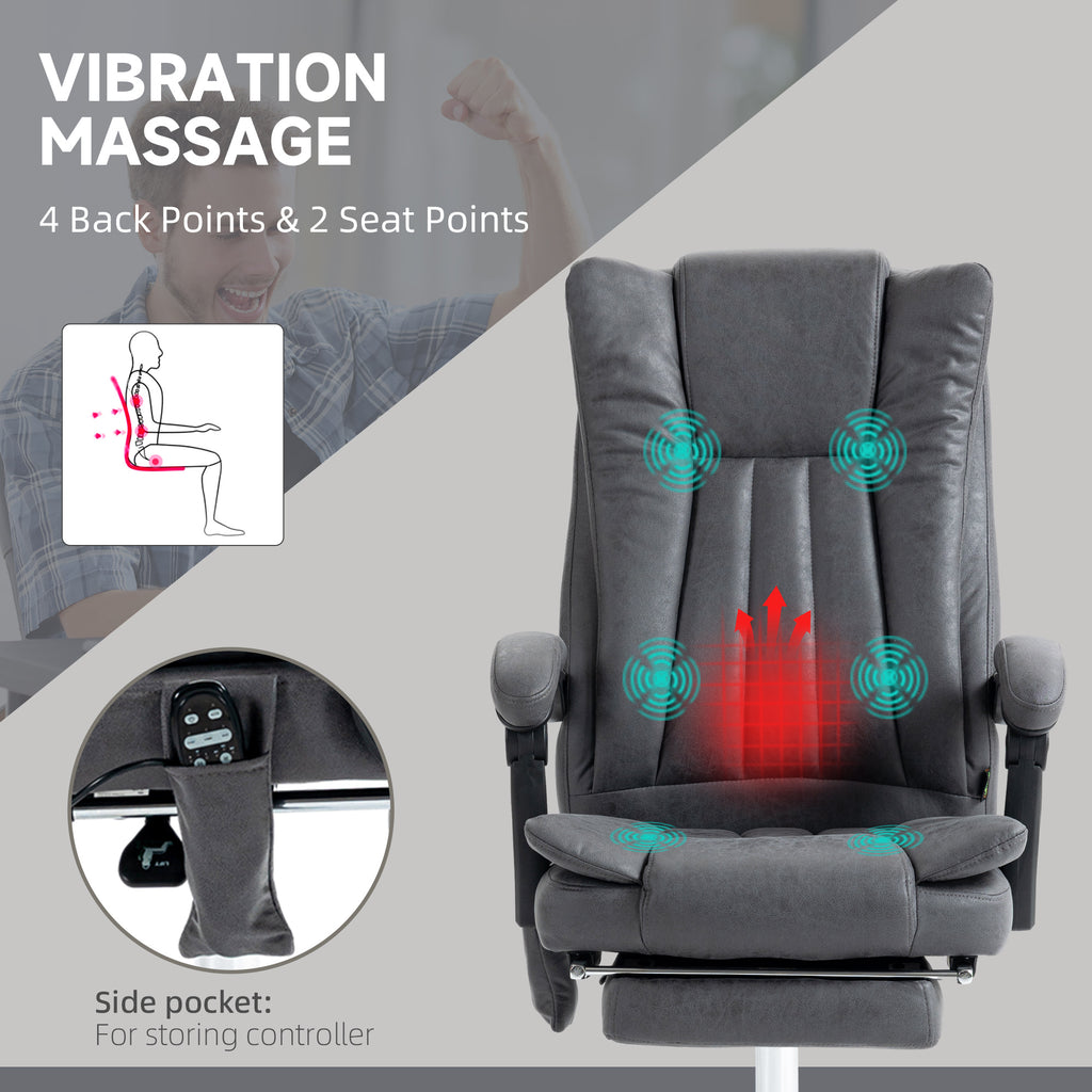 Massage Office Chair with 6 Points and Heat, Reclining Computer Chair with Adjustable Height and Footrest, Dark Blue