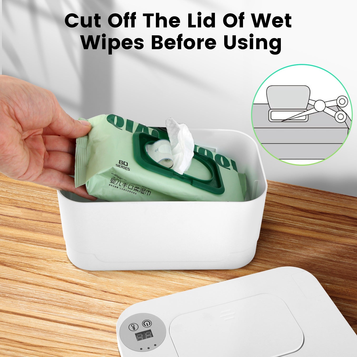 1Pc Baby Wipe Warmer With 3 Temperature Settings Type C Powered Baby Wet Wipes Dispenser With Night Light Large Capacity Diaper Wipe Warmer For Baby
