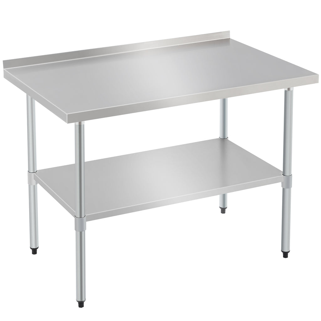 Stainless Steel Prep Table With Adjustable Undershelf And Galvanized Legs, Heavy-Duty Commercial Work Table For Kitchen, Home, Restaurant, And Hotel Use