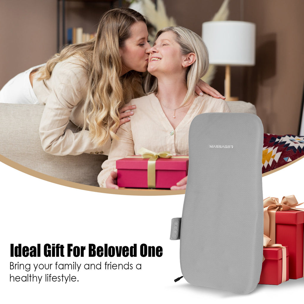 1 Set Full Back Massager With Rolling Kneading Nodes Soothing Heating 3D Deep Tissue Shiatsu Chair Massage Pad For Lumbar Upper Lower Back Gift For Women Men