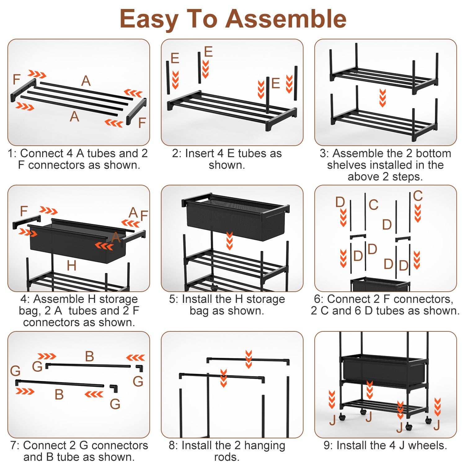 1Pc Double Rods Garment Rack With Storage Bag Portable Clothing Rack With Shelves Lockable Wheels Small Portable Closet Storage Bag Height Adjustable