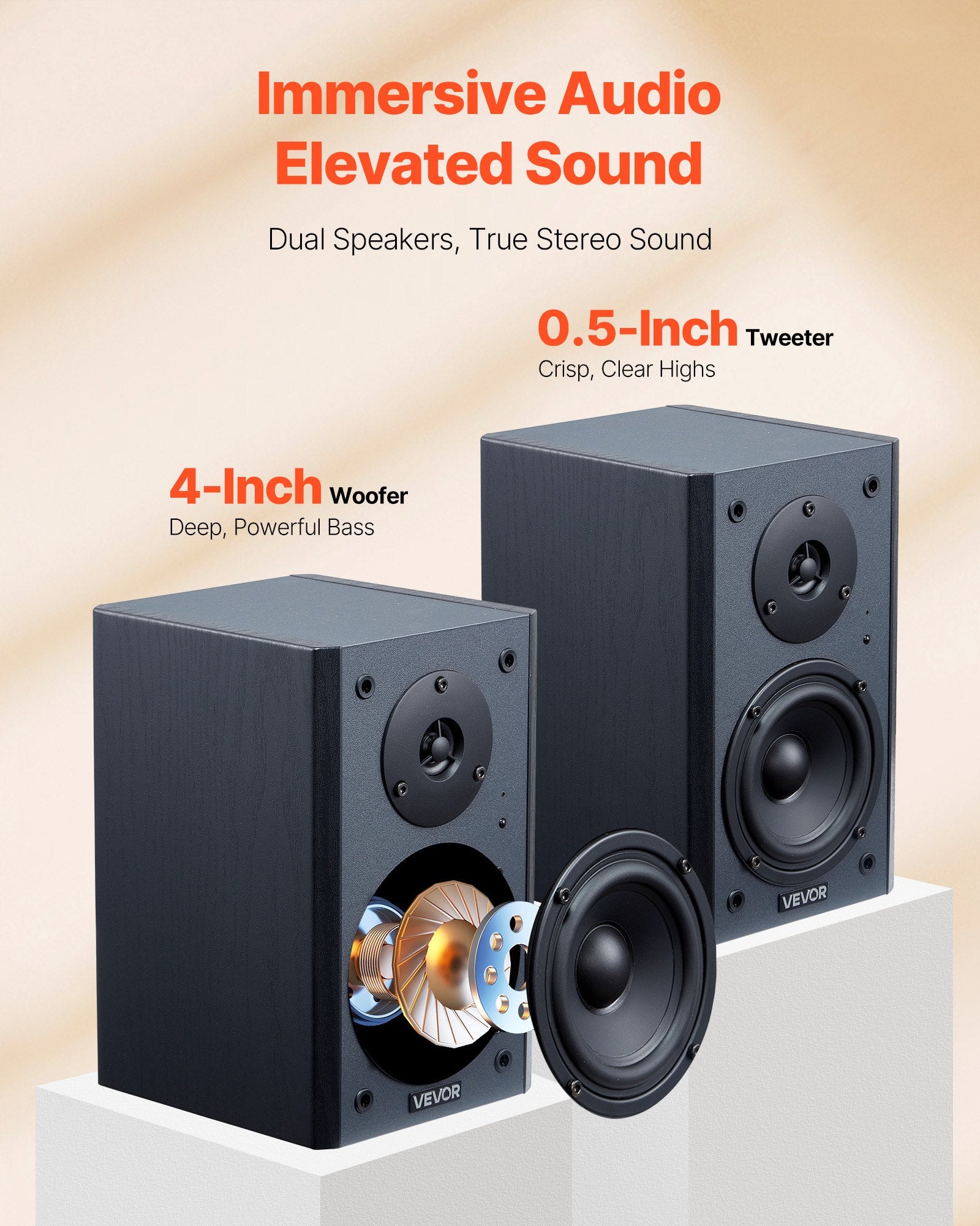 Active Powered Bookshelf Studio Monitor Speakers 20W X2 Bluetooth Coaxial Stereo
