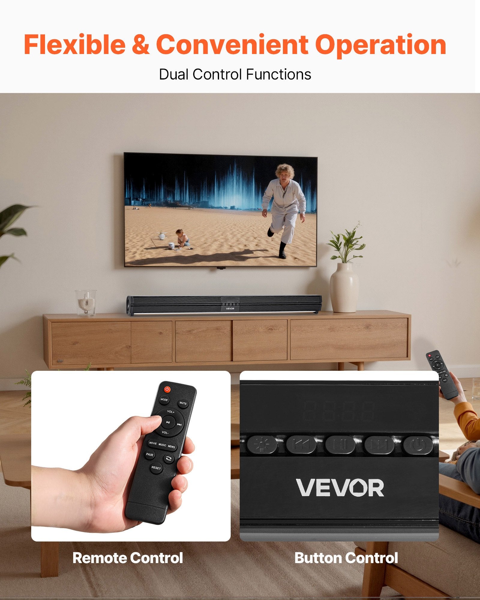 Sound Bar For Smart TV, 2.0 Channel, 32-Inch Compact Soundbar TV Speakers For Projector, Bluetooth AUX Connection, Remote Control, Easy Setup, 80W Surround Sound System For PC Home Theater Audio