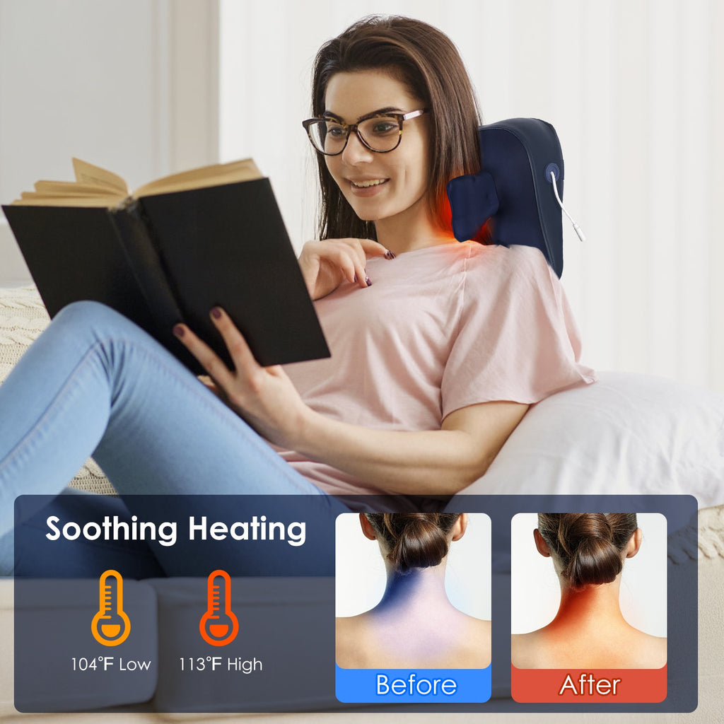 1 Set Cordless Neck Shoulder Massager With Soothing Heating 3 Intensity Levels 2 Heating Levels Electric 4D Shiatsu Deep Kneading Pillow For Back Traps Gifts For Family  Home Car