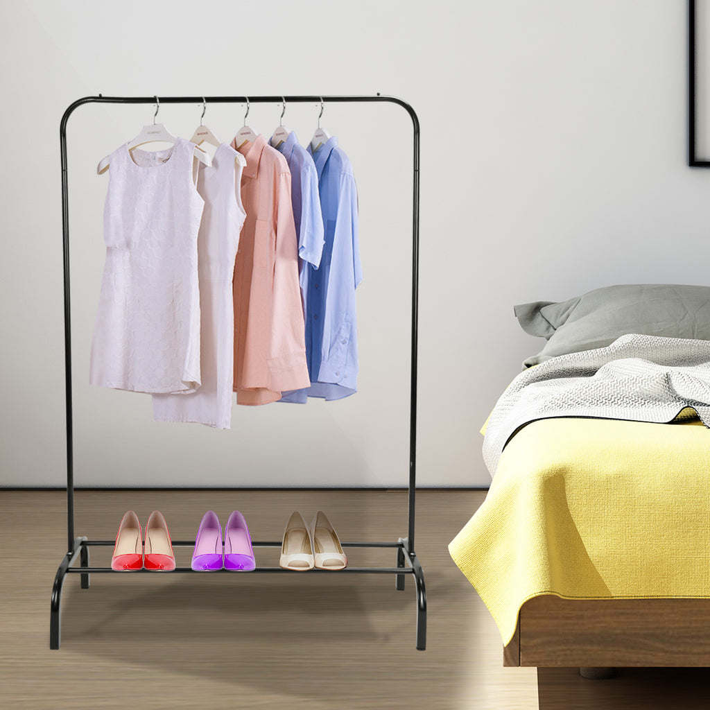 1Pc 33lbs Loading Garment Racks Freestanding Clothing Racks Clothes Rack Stands Organizer With Bottom Shelf For Dormitory Home