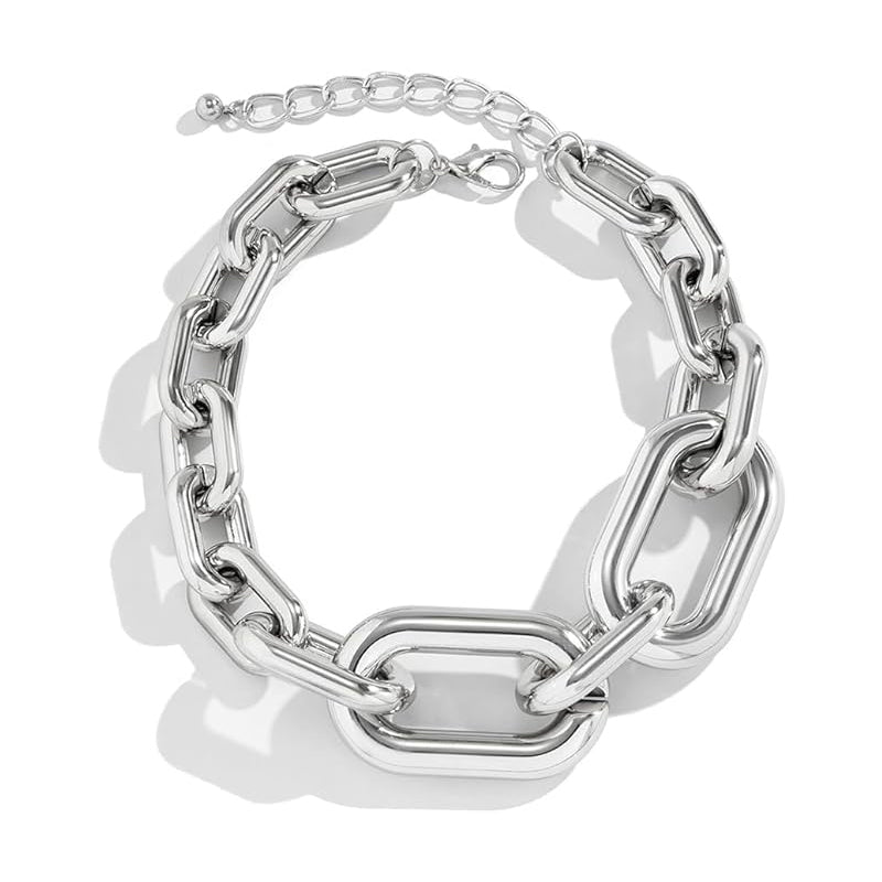 Necklaces For Women, Silver Chain Necklace Chunky,Necklace Link Chain Choker Vintage Heavy Metal Thick Chain