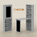 Fold-out Convertible Office Desk, Wall Mount Computer Desk With Blackboard And Side Shelf, Charcoal Gray