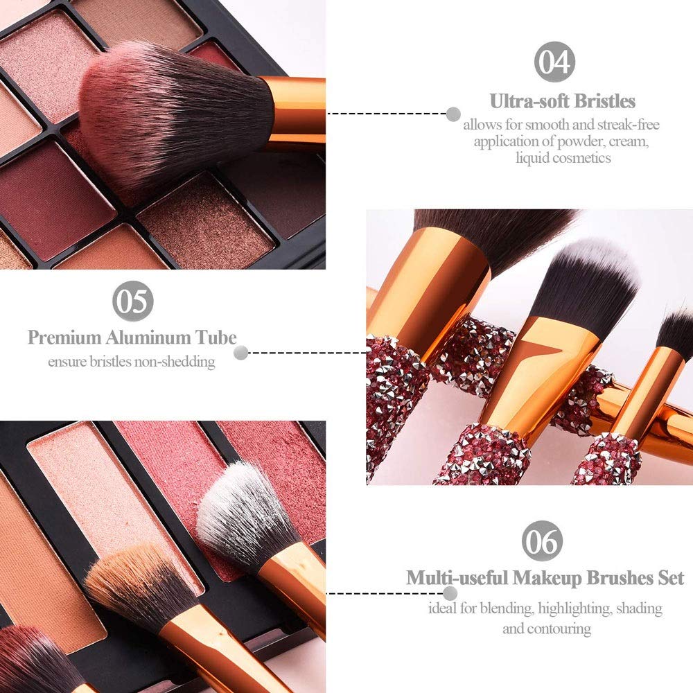 10 In 1  Diamond Inlaid Handmade Custom Makeup Brush