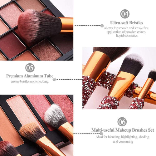 10 In 1  Diamond Inlaid Handmade Custom Makeup Brush