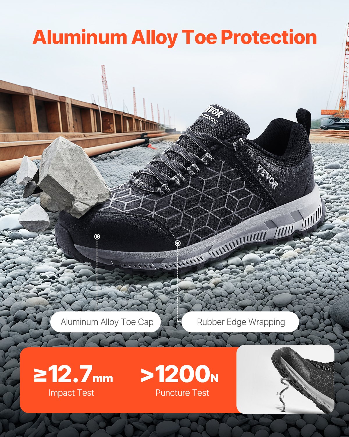 Steel Toe Shoes For Men, US Size 11, Men’s Cushion Sport Safety Toe Athletic Work Shoe, Indestructible Safety Sneakers Lightweight,Breathable Industry Construction Work Shoes, Black