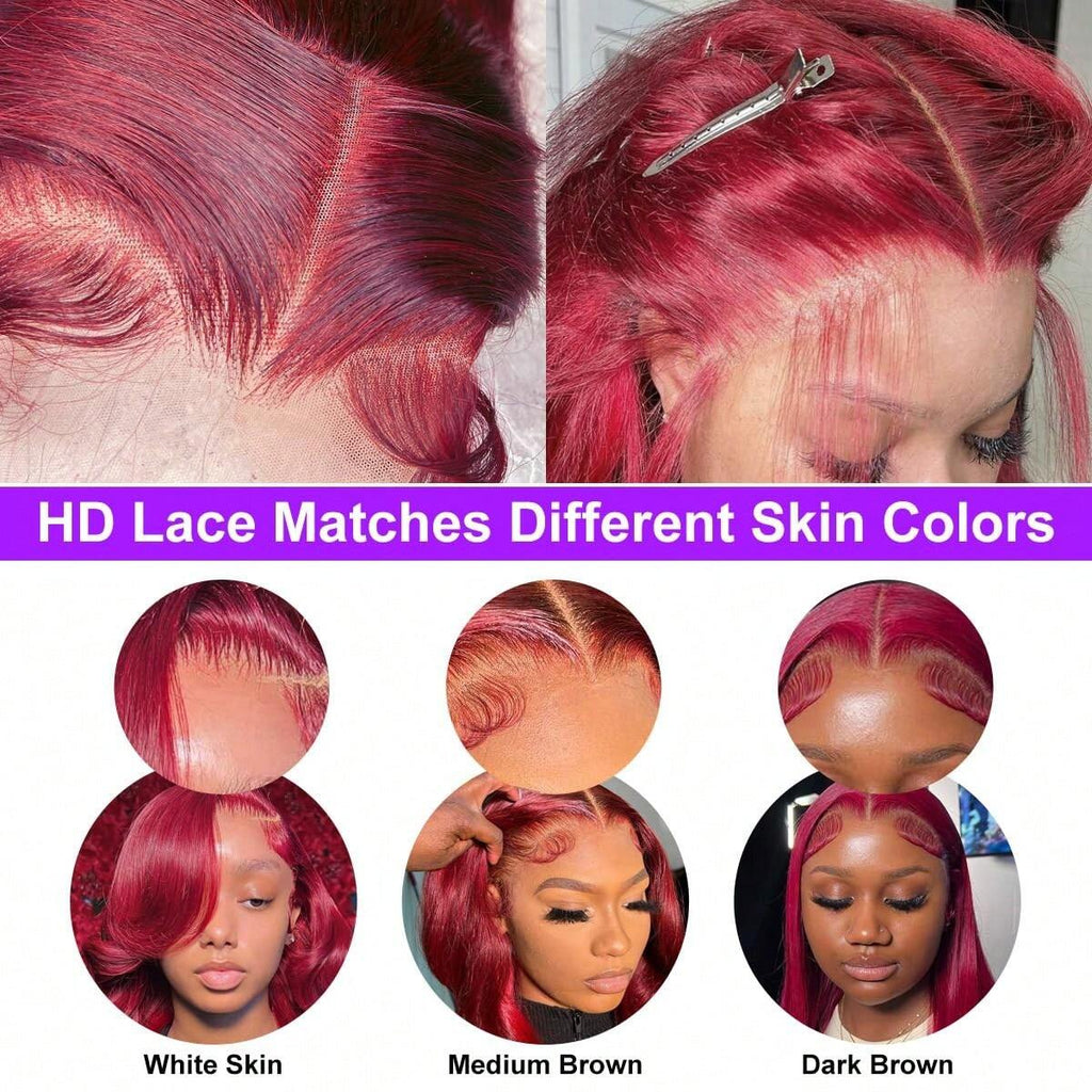 99j Burgundy Lace Front Wigs Human Hair Straight Wigs For Women