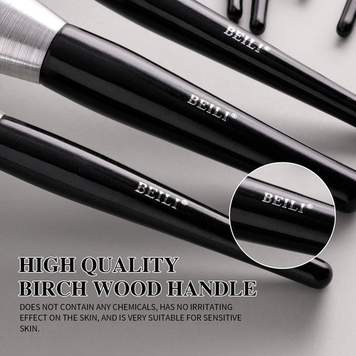 Beili Christmas Gift Makeup Brush Set Of 10, Kabuki Brushes With Synthetic Hair For Foundation, Concealer, And Eyeshadow.