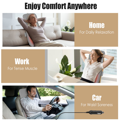 1 Set Full Back Massager With Rolling Kneading Nodes Soothing Heating 3D Deep Tissue Shiatsu Chair Massage Pad For Lumbar Upper Lower Back Gift For Women Men