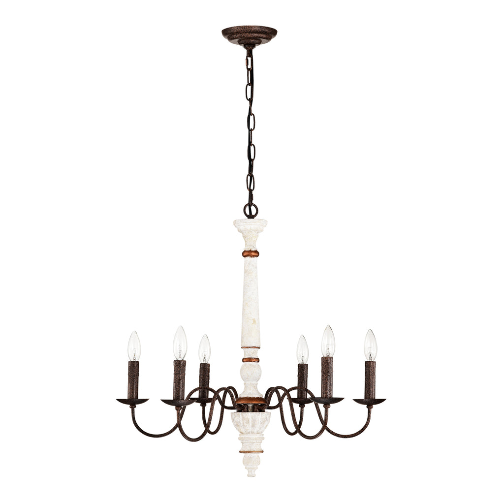 Retro White And Rust Color Chandelier With Light Fixture 6 Light E12 NO Include Bulb Pendant Light Fixtures For Dining Room, Lobby, Kitchen, Bedroom, Living Room, Conference Room, Home Office