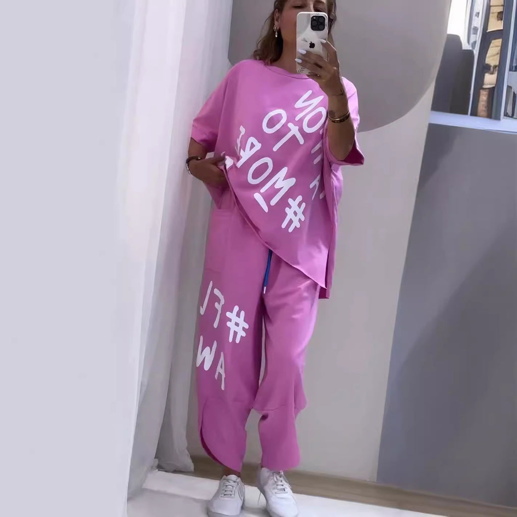 Spring And Summer European And American Women's Clothing Casual Top Two-piece Pants Women's Clothing