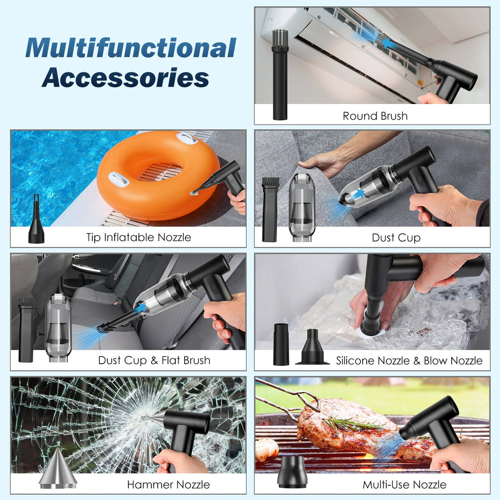 1Set Compressed Air Duster Brushless Motor 250000RPM Stepless Variable Speed 1WmAh Battery Cordless Dust Blower Vacuum Cleaner Portable Jet Dry Blower For PC Keyboard Car Home