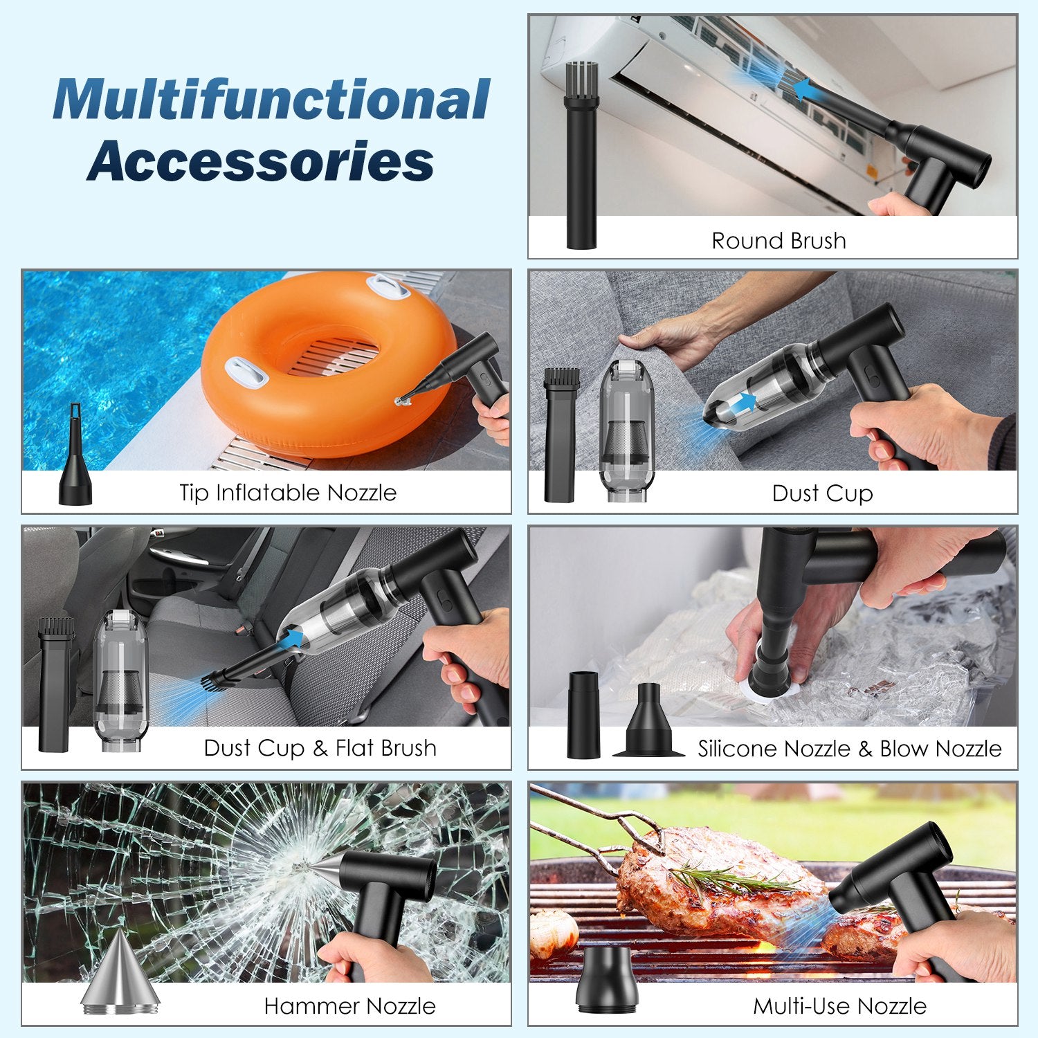 1Set Compressed Air Duster Brushless Motor 250000RPM Stepless Variable Speed 1WmAh Battery Cordless Dust Blower Vacuum Cleaner Portable Jet Dry Blower For PC Keyboard Car Home