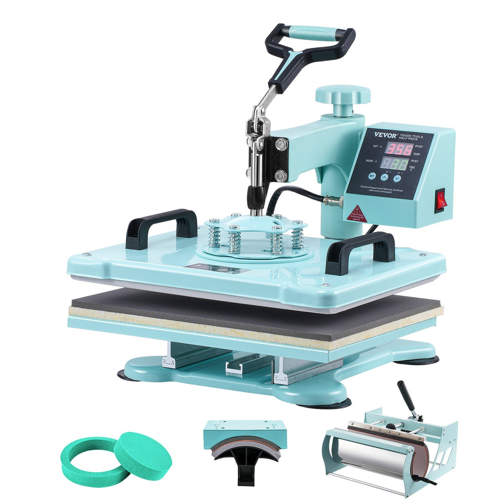 Heat Press Machine 12x15 In 5 In 1 With 30oz Tumbler Press T-Shirts Green