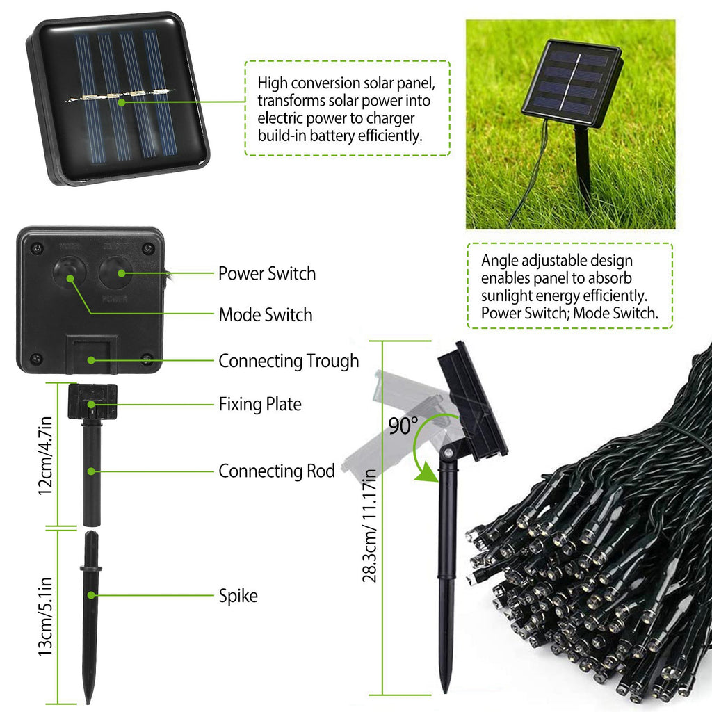 1Pc Solar String Lights LED Solar Power Fairy String Light 12M 8 Lighting Mode Cool Light Waterproof Starry String Lights Christmas Wedding Party Decor String Lights