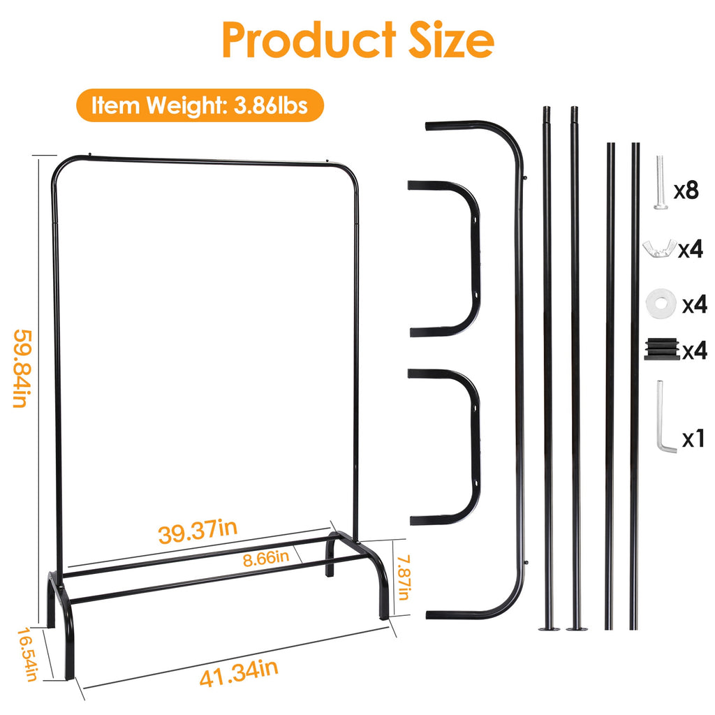 1Pc 33lbs Loading Garment Racks Freestanding Clothing Racks Clothes Rack Stands Organizer With Bottom Shelf For Dormitory Home