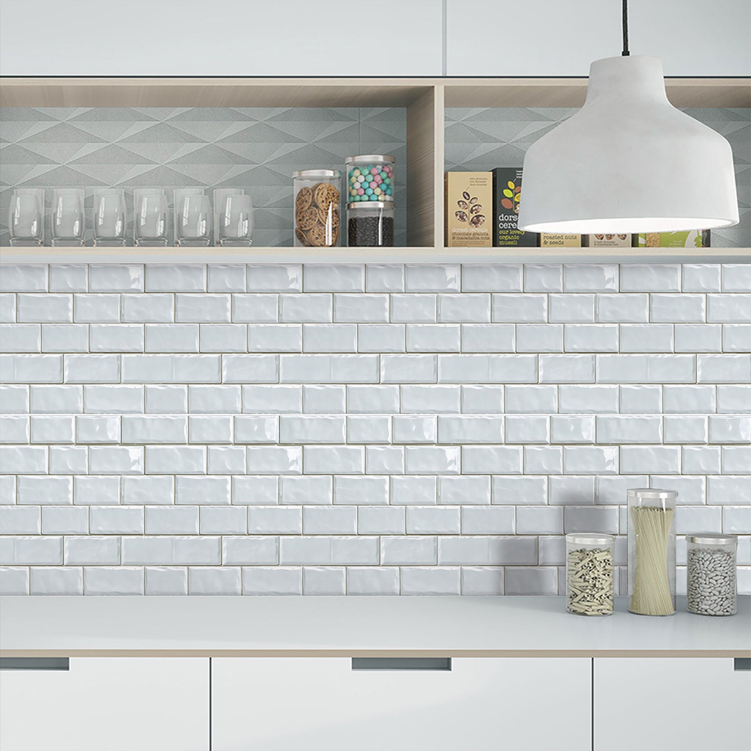 White Wall Stickers For Kitchen And Bathroom Walls, Waterproof And Oil-proof Self-adhesive Wall Stickers, Easy DIY Home Decoration, Removable Glue-free Wall Decoration