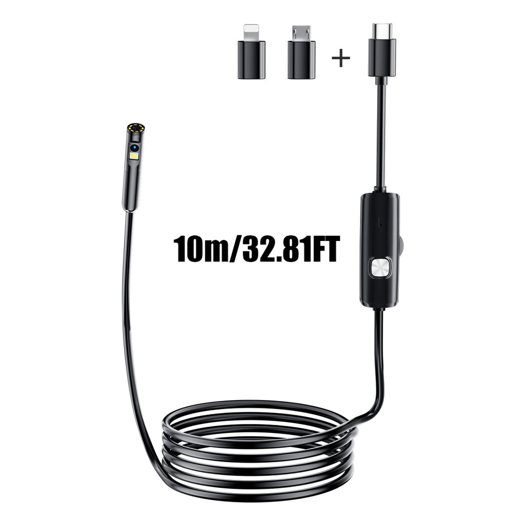 Lighted Endoscope Dual Camera, 1920P HD Endoscope Tool With 8 Adjustable LED Lights, Endoscope With Semi-Rigid Snake Camera, Waterproof 8mm Wide-Angle Inspection Camera,