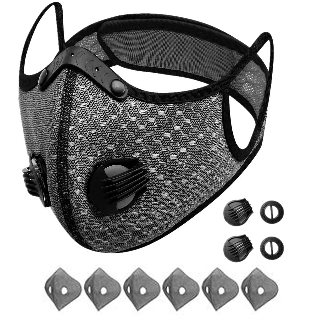 Sport Cycling Face Mask With Active Carbon Filter Breathing Valves Washable