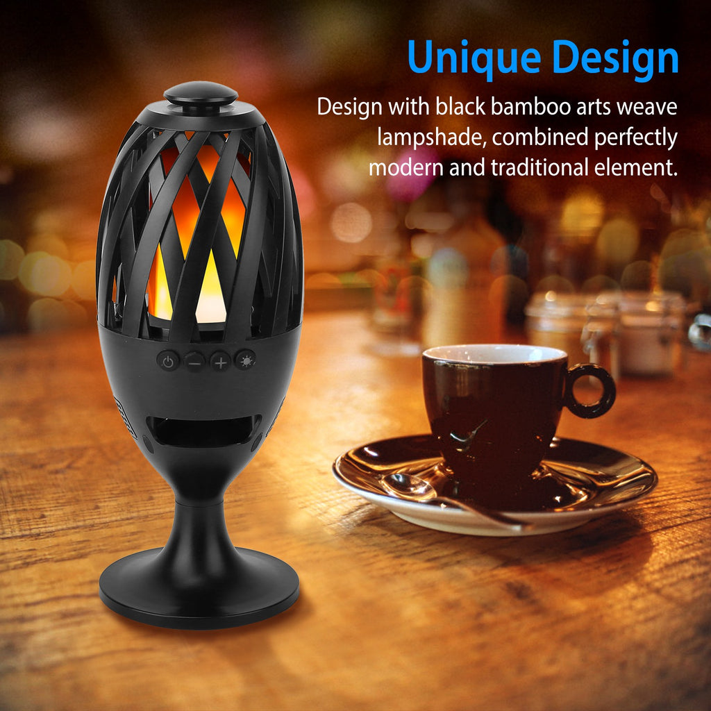 1Pc LED Flame Speakers Torch Wireless Speaker Waterproof Stereo Bass Speaker Outdoor Light-Up Speaker Atmosphere LED Flickers Night Light Patio Stake Lights Lantern For Party Camping