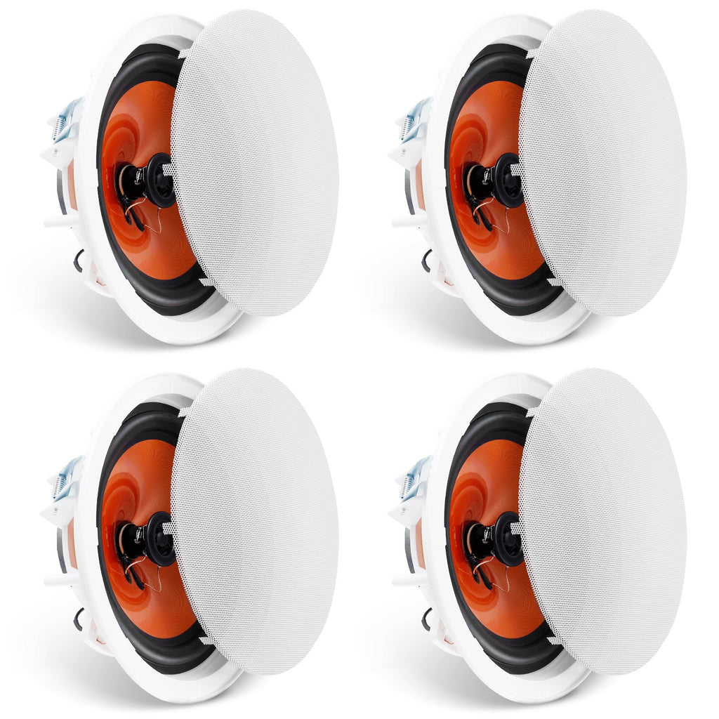 4 PCs 8 Inch In Ceiling Speakers, 100-Watts, Flush Mount Ceiling & In-Wall Speakers System With 8ΩImpedance 89dB Sensitivity, For Home Kitchen Living Room Bedroom Or Covered Outdoor Porches