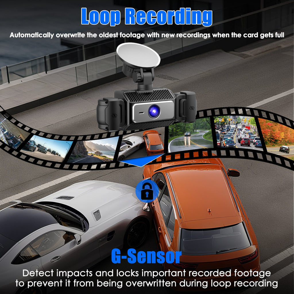 4 Channel Car Dash Cam With 128G MMC Card 1080P Front 720P Left Right 480P Rear G-Sensor Parking Monitor Loop Recording Night Vision 360 Degree Surveillance Car Camera