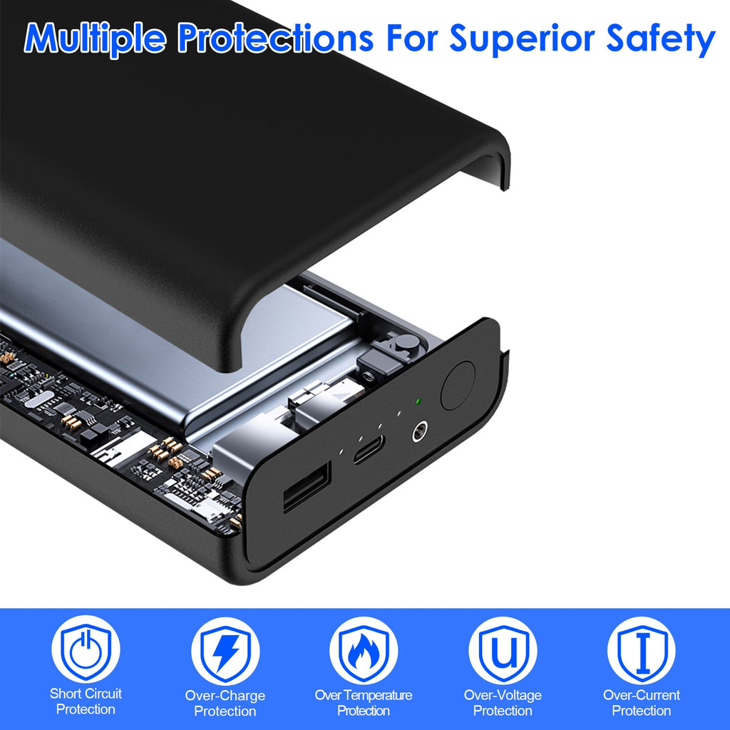 1Pc 10,000mAh OR 20,000mAh 5V 2A Power Bank For Heated Jackets Vests Pants Gloves Scarves DC 7.4V 2A Heated Clothing Replacement Battery Pack For Men Women