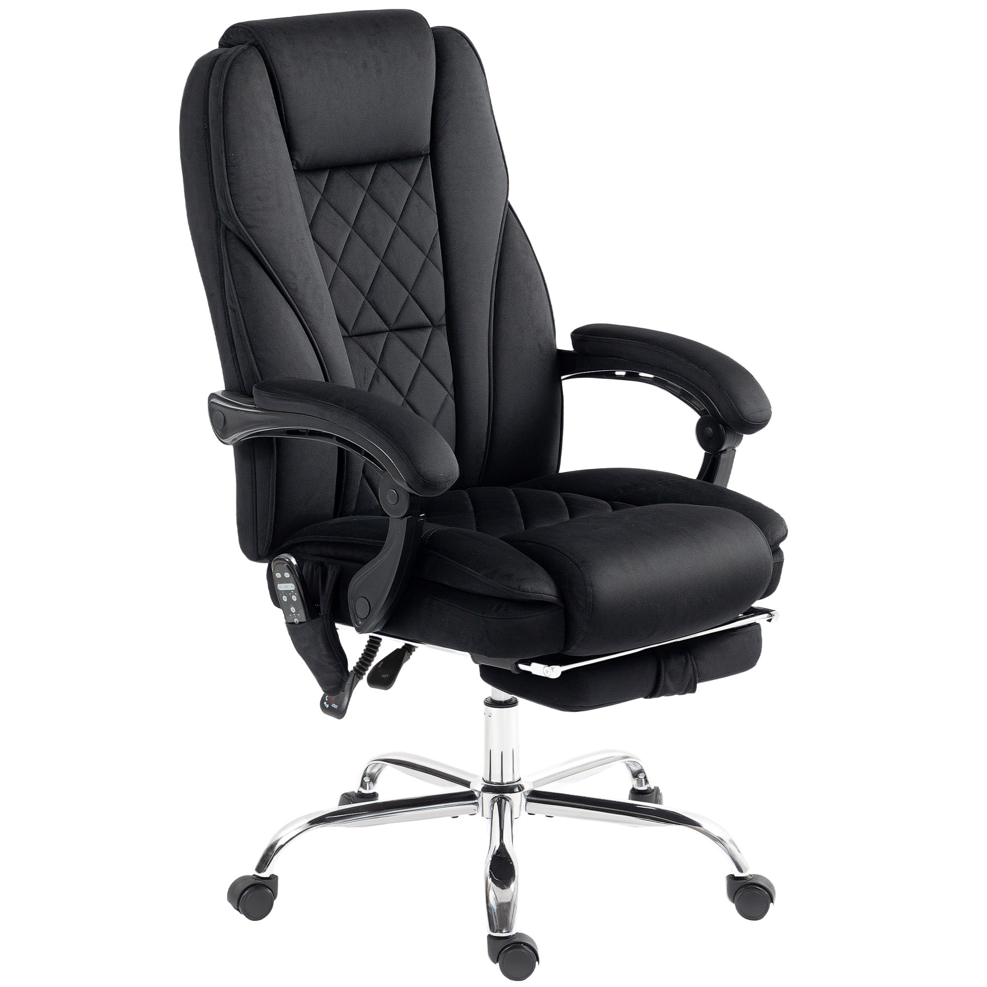 Massage Office Chair, Heated Reclining Computer Chair With Adjustable Height And Footrest, Black