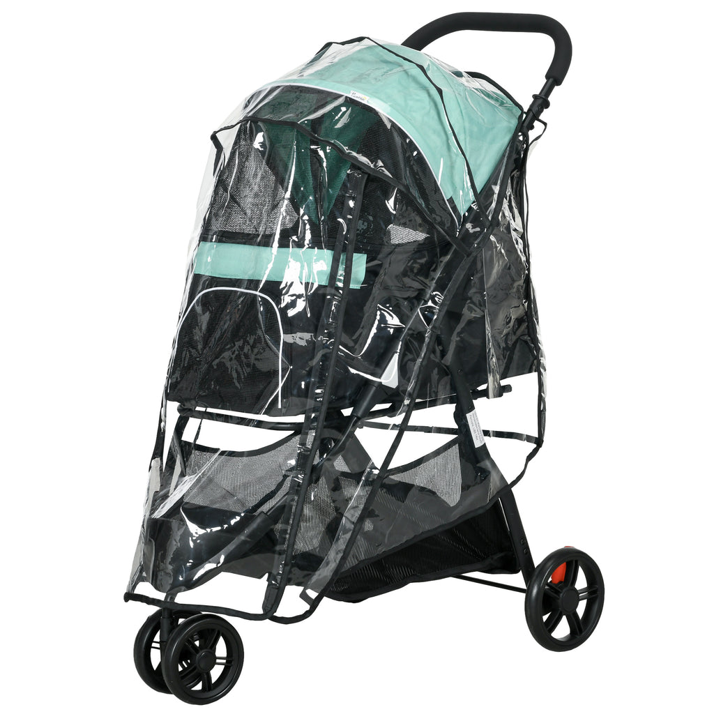 PawHut Foldable Pet Stroller W/ Rain Cover, For XS Dogs, S Dogs - Green