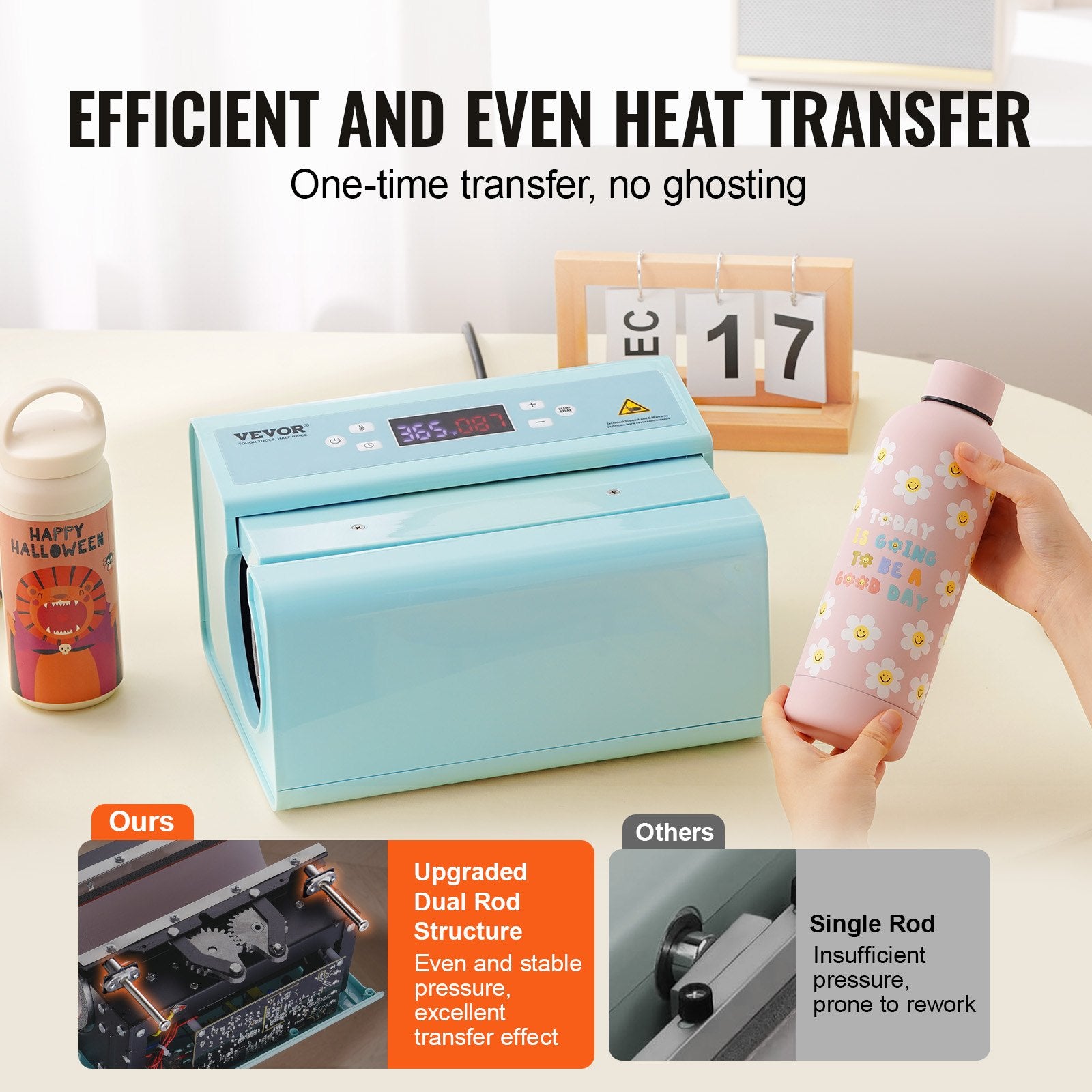 Auto Tumbler Heat Press Machine, Mug Heat Press For 11-30oz Sublimation Tumblers, Heat Up Fast And Even, Tumbler Press With Tape And Glove, Temp And Time Setting, For Tumblers, Cups, Mugs, Blue