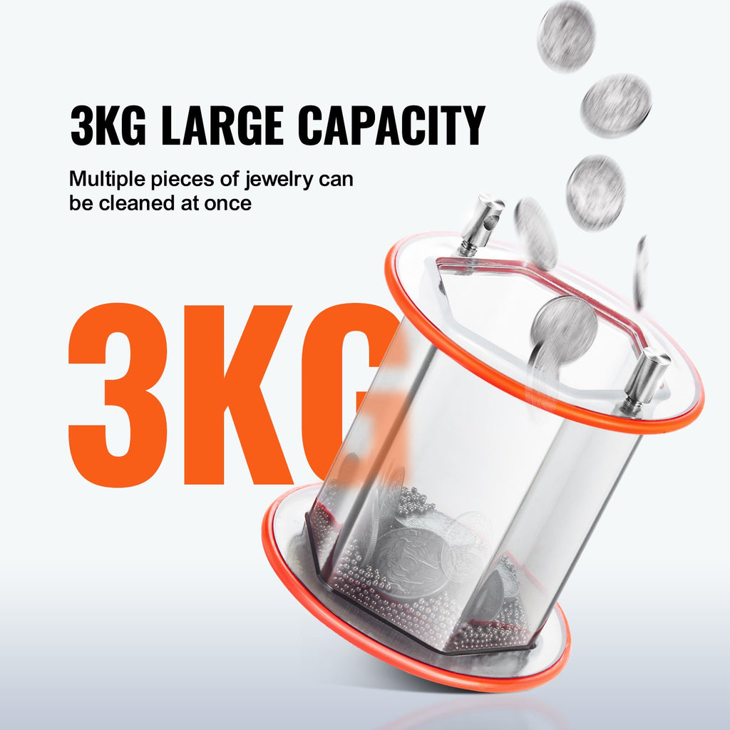 Jewelry Polisher Tumbler, 6.6lbs/3kg Capacity Mini Rotary Tumbler Machine With 0-60 Minutes Timer, 5 Speeds Jewelry Rotary Finisher For Surface Polishing Grinding Buffing Gemstones Jewels Coins