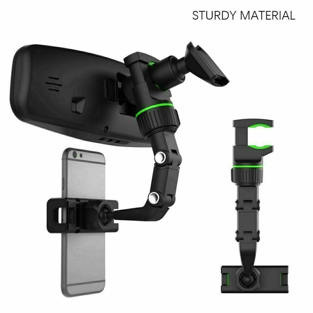 Car Rearview Mirror Rotation Adjustable Phone Holder Mount Multifunction