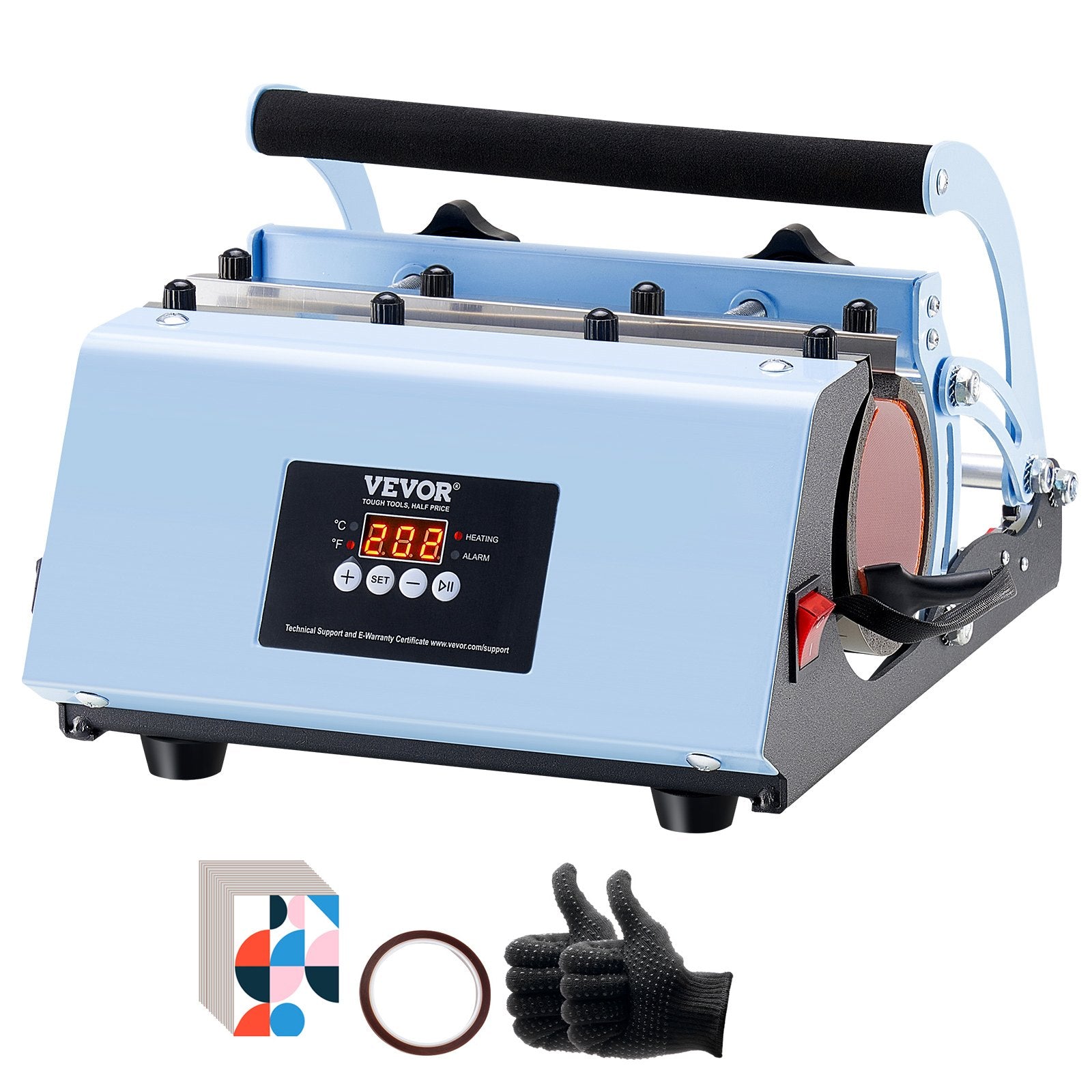 Tumbler Heat Press Machine, 11-30oz Mug Press, Heat Up Fast And Even, Tumbler Press With Sublimation Paper, Tape And Gloves, Temp And Time Setting, For Sublimation Tumblers, Cups, Mugs, Blue